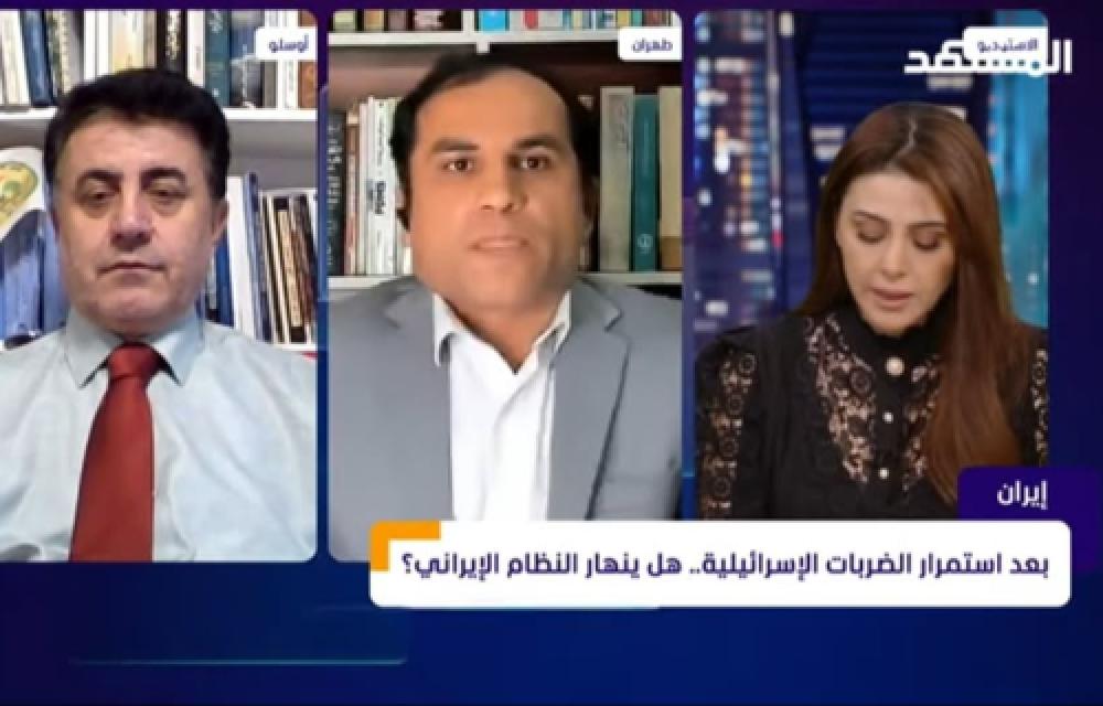بەشداریم لە پانێلێکی گەرمی کاناڵی ئەلمەشهەدی ئیماراتی. بە بەشداری نوێنەرێکی ئێرانی.  جدال إيراني نار